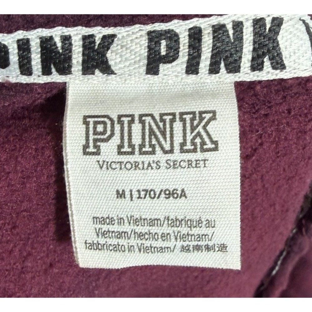 Victoria's Secret PINK Sweatshirt Red Tie Dye Raw Cut Dog Graphic Size Medium - Picture 9 of 10